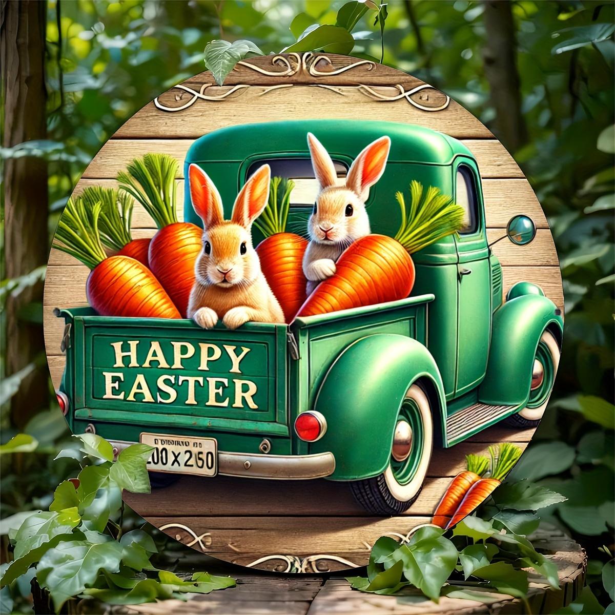 

1 шт. 2d плоский яркий круглый деревянный знак с изображением счастливого пасхального кролика - 20 см красочный весенний венок настенное искусство для дома, кафе и ресторана декор прочный легко повесить 20cm*20cm