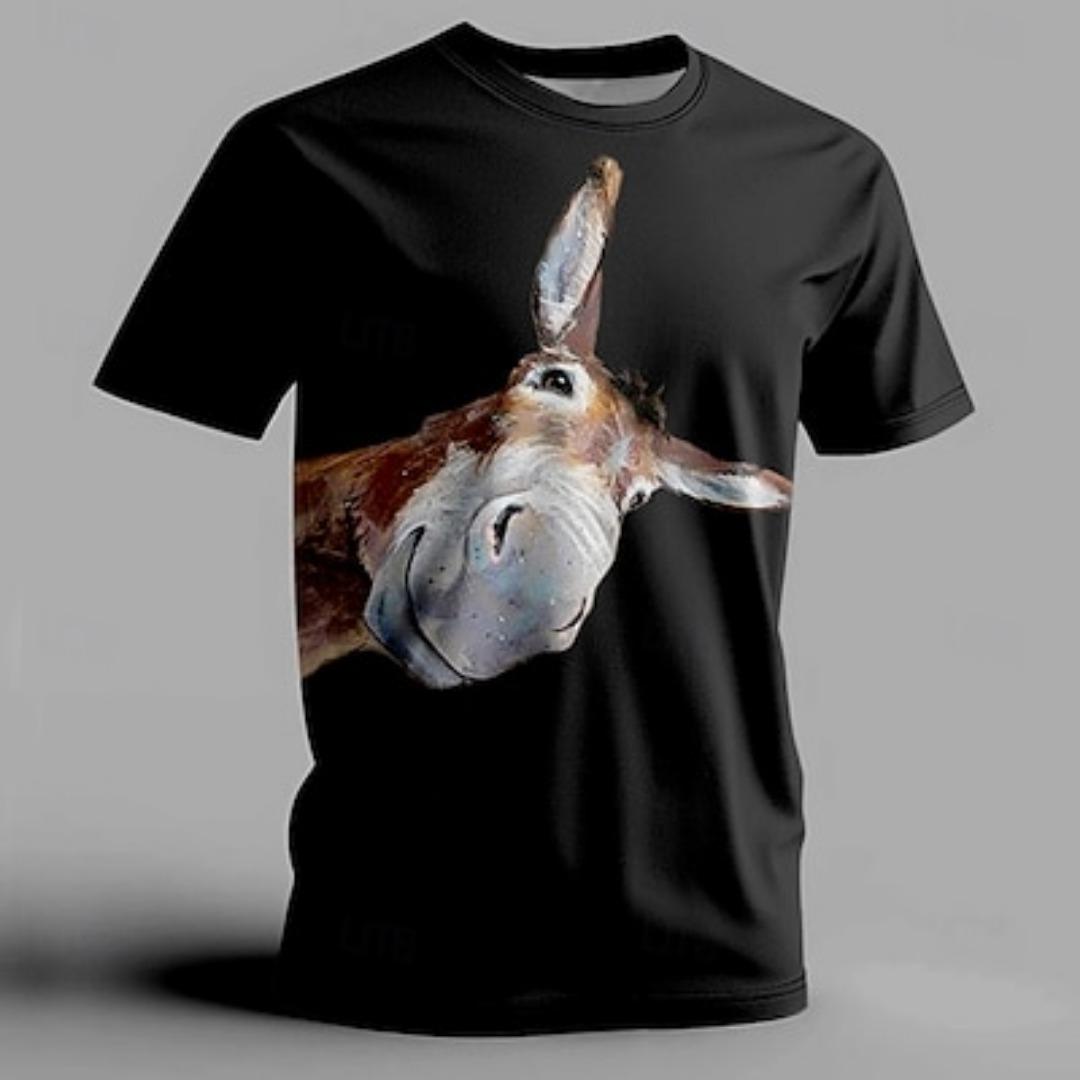 

Мужская футболка с изображением осла, футболка с коротким рукавом, 3D-принт, рубашка с круглым вырезом, модная спортивная, уличная, спортивная, летняя одежда для активного отдыха 2XL