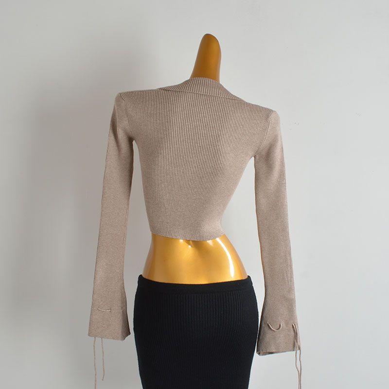 Sexy Sexy U Lapel Single Breasted Knitting Cardigan Women's Clothes Spring and Autumn Slim Fit Short Chic Long-Sleeved Versatile Top