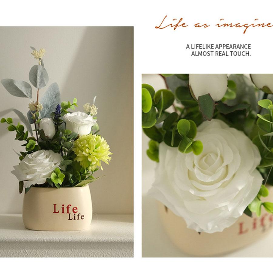 1 Piece of Simulated Flower Pot with Flower Pot Decoration Flower Bouquet Restaurant Desktop High-end Feeling Flower Bouquet