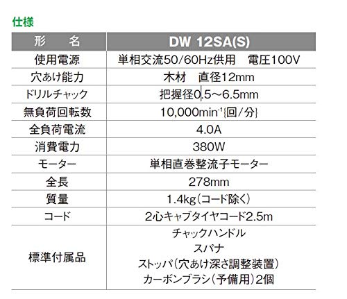 HiKOKI Shiitake Mushroom Drill Woodworking 12mm AC100V 380W DW12SA(S)