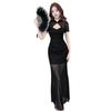 Elegant Mesh Patchwork Qipao Bodycon Gown with Slit