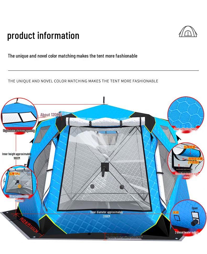 Thickened Cotton-Padded Winter Tent: Quilted, Windproof, and Warm for Extreme Cold Ice Fishing and Camping