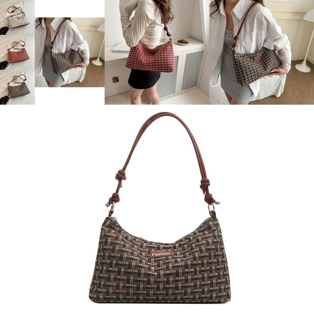Stylish Retro Plaid Large Capacity Tote Bag For Women 2024 New Korean Trend