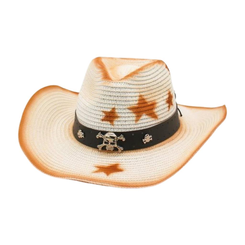 Sunscreen Vacation Sun Hat Sun Hat Summer Beach Seaside Sunshade Pentagram Straw Hat Western Cowboy Straw Hat