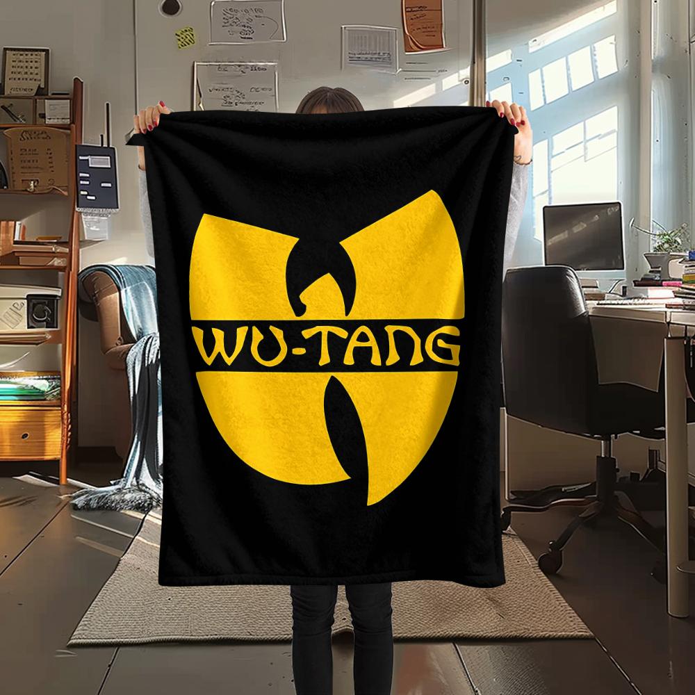 1PC Wu-Tang Clan Print Flannel Blanket, High quality All Seasons, Home Decor, Warmth and Comfort, Perfect for Christmas Gifts