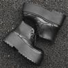 Herren Absatzschuhe Plateau Stiefel Qualität Freizeit Lederstiefel Punk Gothic Stil Klobige Stiefel Schnürung Herren Stiefeletten Botas
