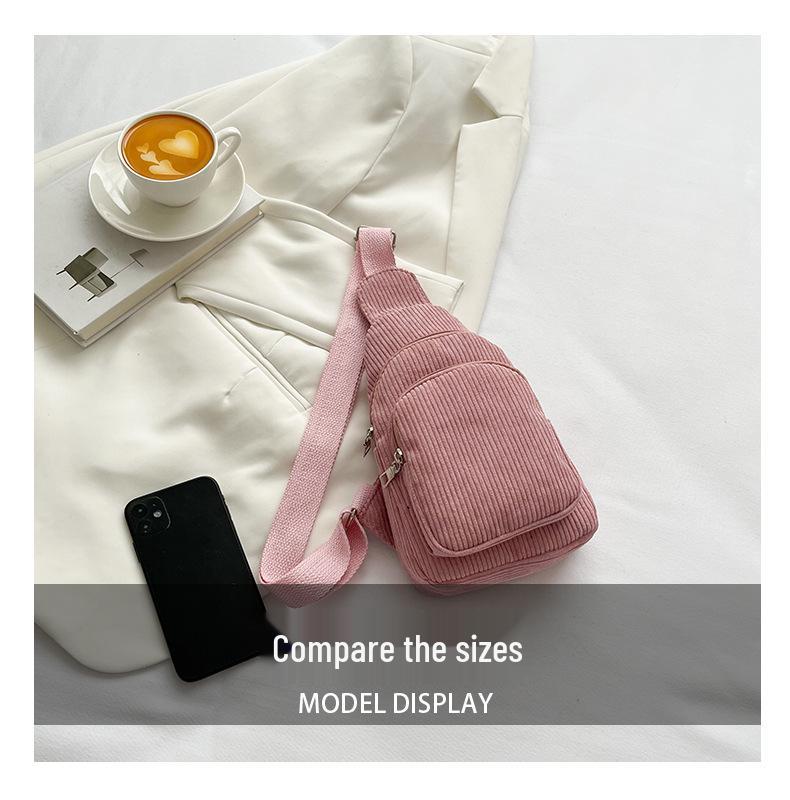 Women's Solid Color Corduroy Crossbody and Waist Bag - Casual and Simple Design