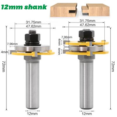 3-Tooth T-Shaped Tenon Knife 1/2 Handle Splicing Knife Floor Knife Tenon Knife Wood Splicing Tool Engraving Machine