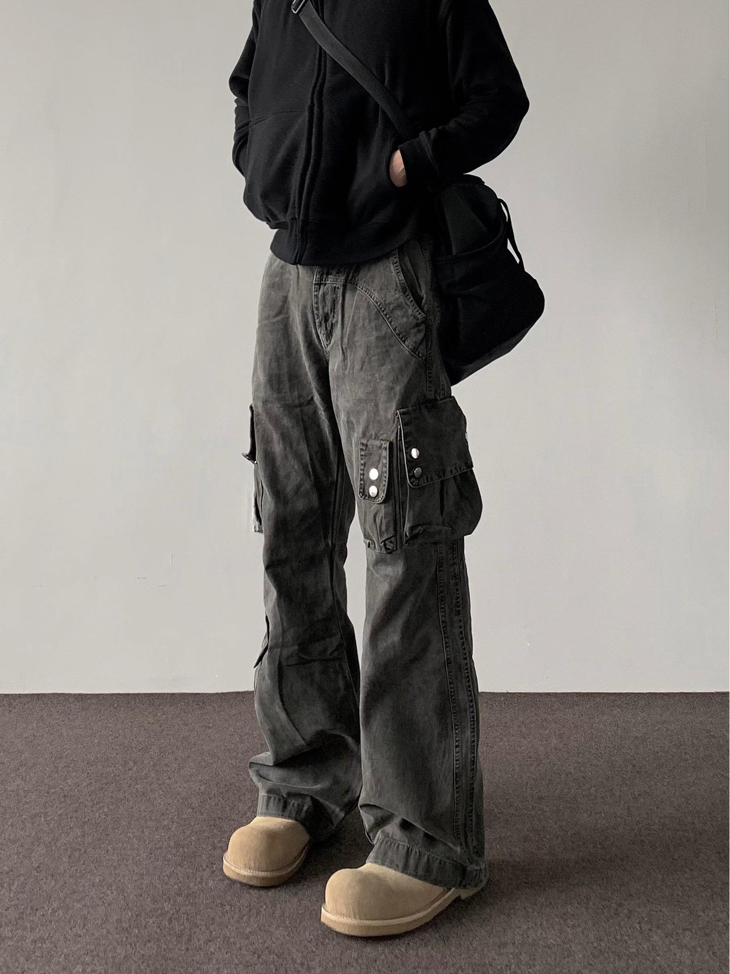 

Women s American Distressed Washed Cargo Pants - Spring/Summer Casual High Street Flared Trend 2XL