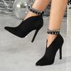 Spring Fashion Crystal Dance Diamond Pointed Toe Zipper Pumps Women Boots Sexy Stiletto Heels Stripper Shoes