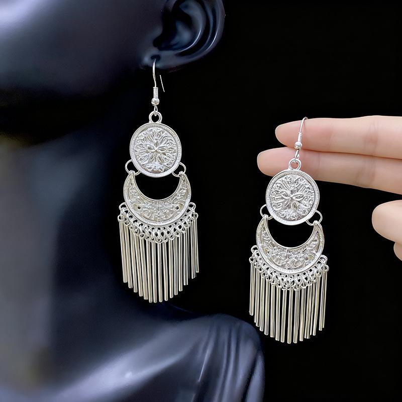 Ethnic style earrings Alloy silver-plated Miao ethnic minority Dong Yi earrings Earrings