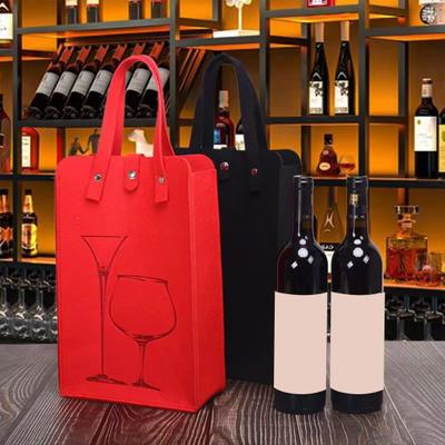 Wine Gift Bag Great Load Bearing Thick Long Handle Reusable Firm Stitching Fall Prevention Double Bottles Holiday Wedding Party Champagne Beer