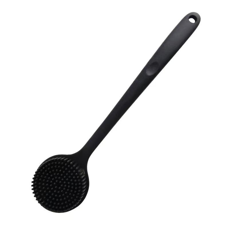 Silikon 2-in-1 Badepinsel mit langem Griff & Massagegerät - Wasserdichter Duschschrubber