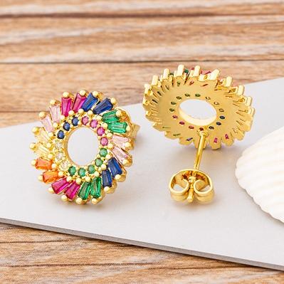 Nidin New Design Bohemian Rainbow Rhineston Crystal Earrings For Women Luxury Fashion Colorful Party Anniversary Jewelry Gifts