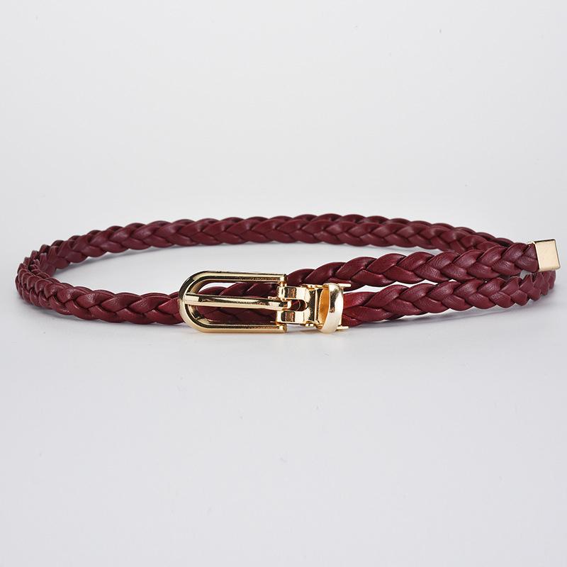 Leather Braided Thin Belt For Woman Dress Shirt Decorative Waist Strap Pin Buckle Female Waistband Ladies Waist Rope