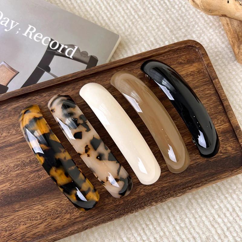 Retro Leopard Hairpins Spring Clip Colorful Acetate Hair Clips for Women Elegant Exquisite Barrettes Fashion Hair Accessories