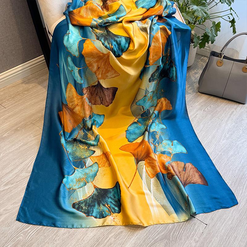 Cashew Flower Fashion Shawl Spring And Summer Imitation Silk Decorative Scarf Women'S Retro Temperament Outer Decorative Scarf
