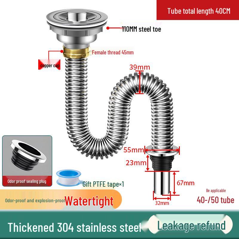 Stainless Steel Odor-Proof Kitchen Sink Drain Set