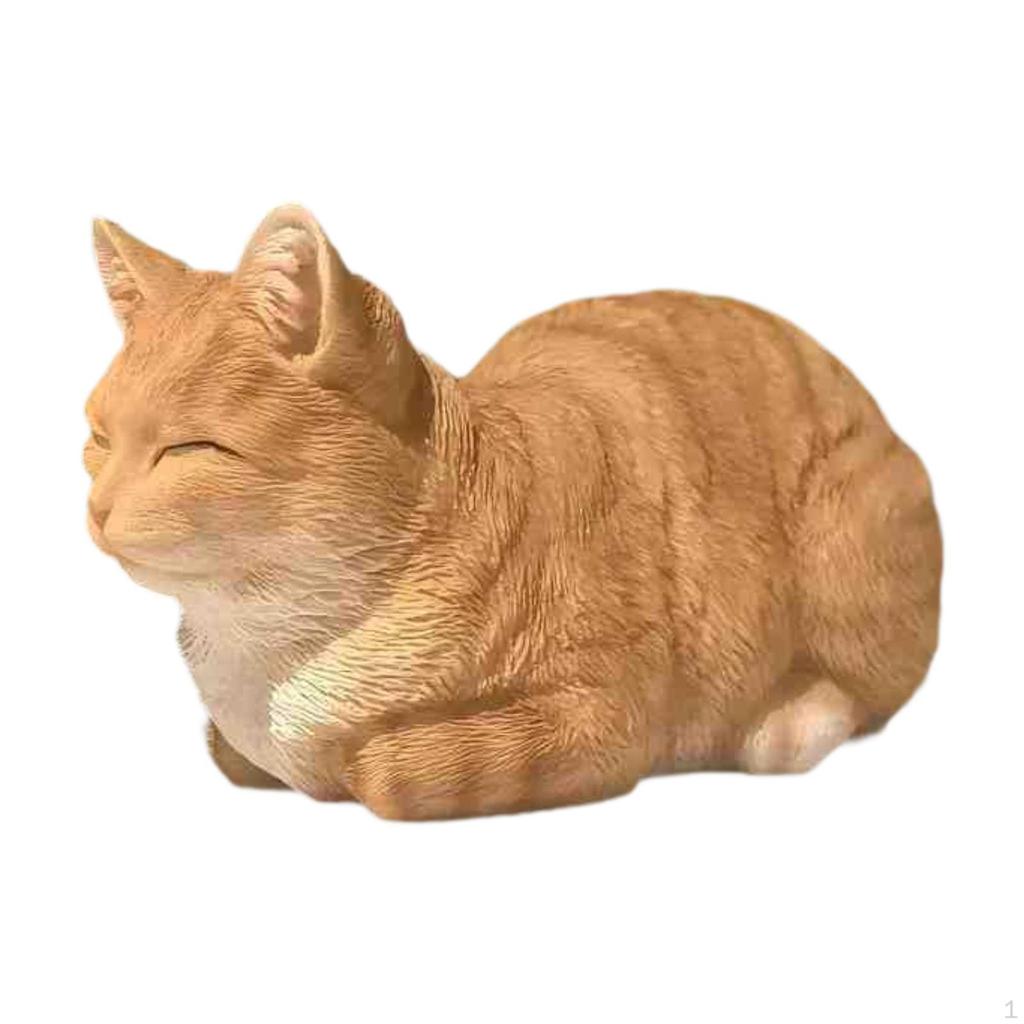 Figurine Sleeping Cat Statue Compact Decorative Resin Animal Sculpture for Dining Room