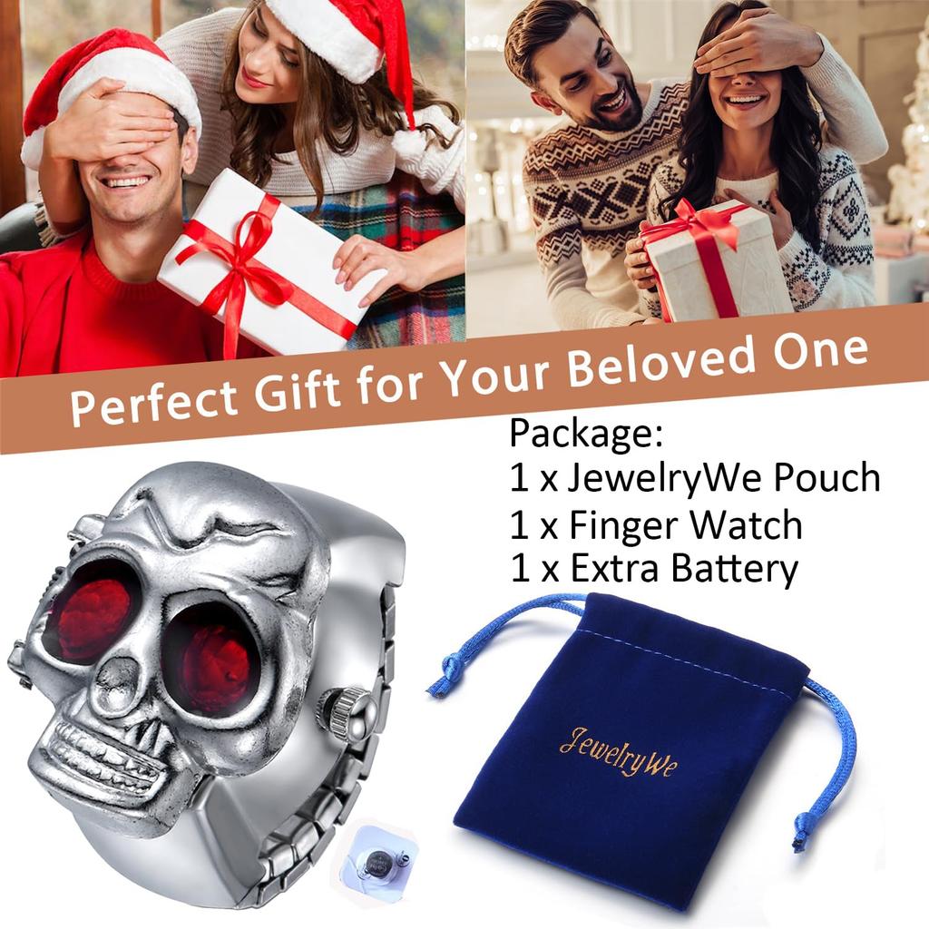 JEWELRYWE Ring Watch Simple Large Number Dial Watch Popular Waterproof Analog Quartz Business