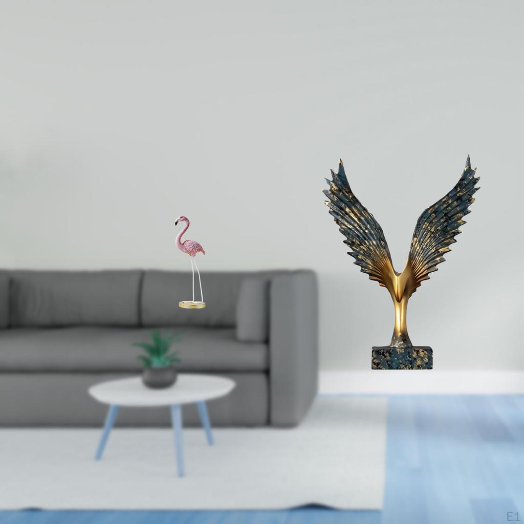 Flamingo Resin Statue Sculpture Bird Home Decor Modern Art Garden Figurine with Metal Stand Feng