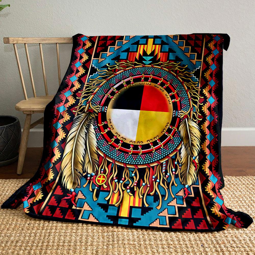 

Native American Style Dreamcatcher Pattern Blanket bedroom Blanket for Livingroom Couch lunch break Soft throw for Friend s festival Gift 80cm x 120cm
