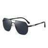 New European and American fashion square ultra-light sunglasses men's retro double beam stainless steel leather outdoor sunglasses
