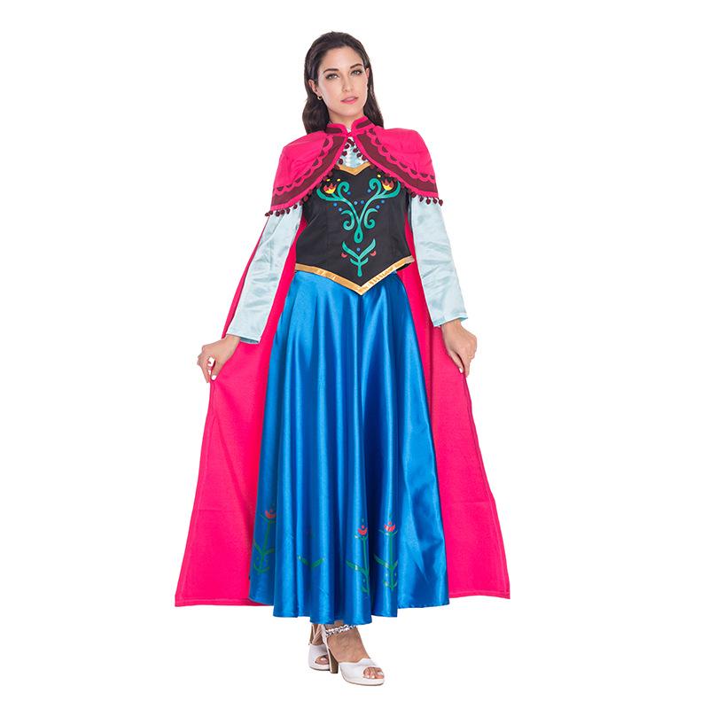 Adult Anna Dress With Cloak Womens Party Cosplay Halloween Stage Frozen Costume