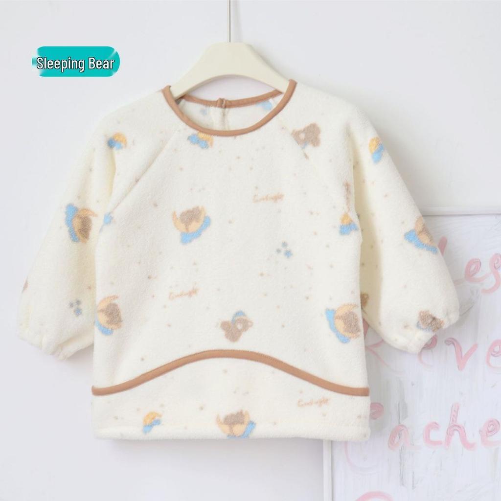 2025 Fall/Winter Unisex Fleece Smock for Kids: Reversible Baby Bib and Eating Wear