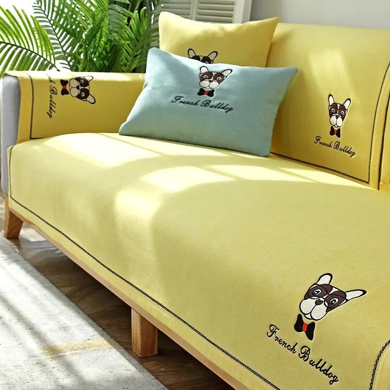 Baumwolle Leinen Sofa Matte Feder Anti-Rutsch Staubdicht Bequemes Sitzkissen Einfache Heim Wohnzimmer Dekoration Rückenlehnenbezug