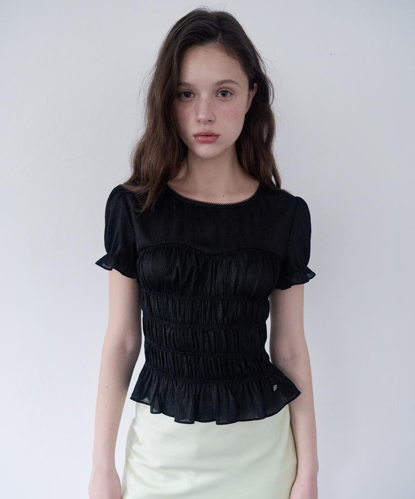 ROLAROLA Smocking Shirring Blouse Black