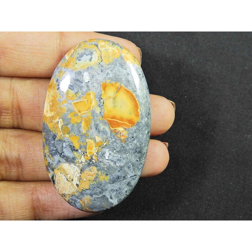 88Cts. Natural Maligano Jasper Oval cabochon Palm Crytsal Gemstone 29X47MM SK-2667