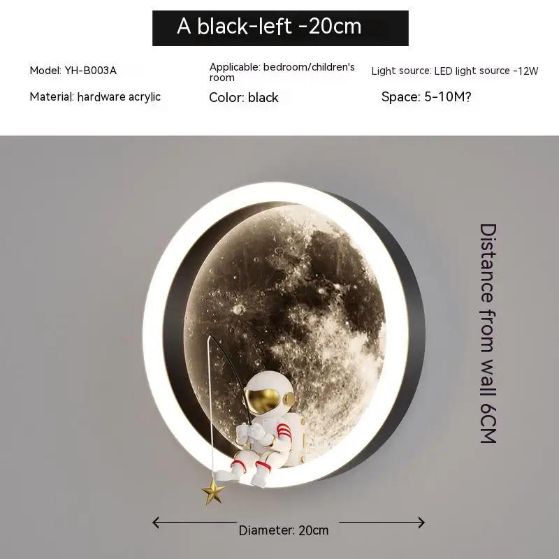 Kids Bedroom Sleeping Night Lights Corridor Hallway Home Decoration Sconce Cartoon Spaceman Astronaut Moon Round Led Wall Lamp