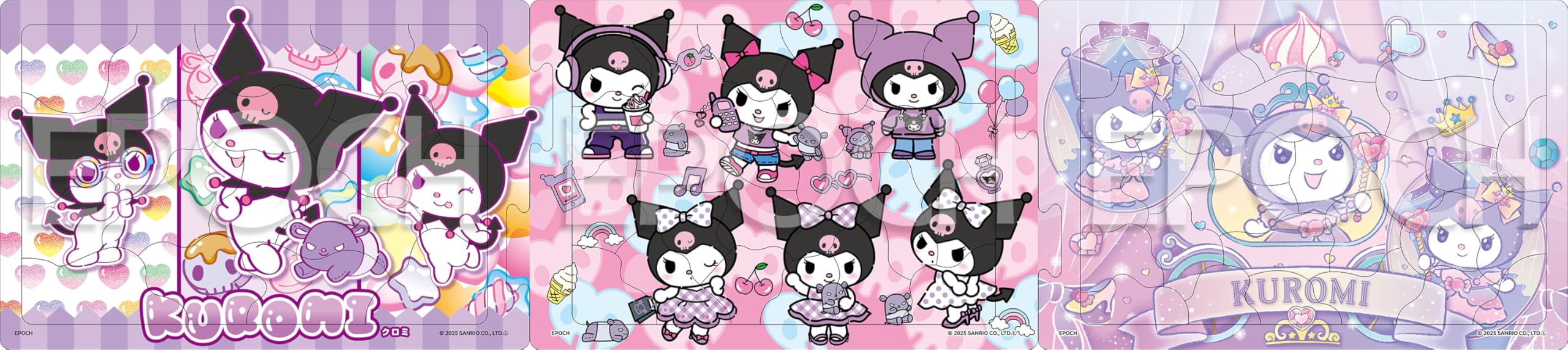 

EPOCH [Apollo s Step Panorama] 24-213 Sanrio Kuromi 182432 Pieces, Step Up with 3 Puzzles, Kids Puzzle with Backing, Ages 5 and Up, Toy, ST Mark