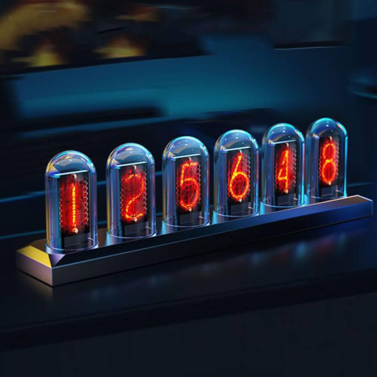 Used Nixie tube clock IPS digital tube clock Nixie tube style clock RGB full color clock Pseudo luminous tube clock LED clock Desk clock Time