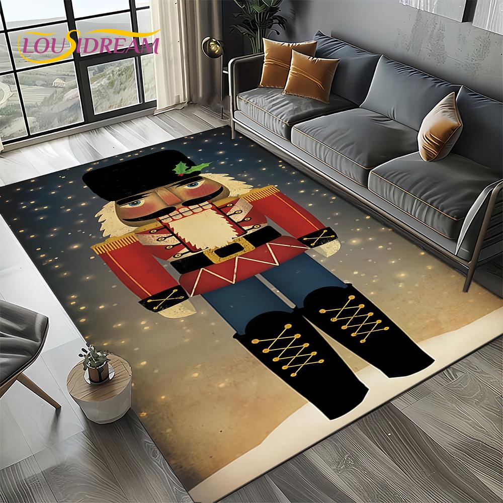 Christmas Tree New Year Nutcracker Cartoon Fairy Tales Carpet Rug for Living Room Bedroom Home Sofa Decoration,Kids Floor Mat