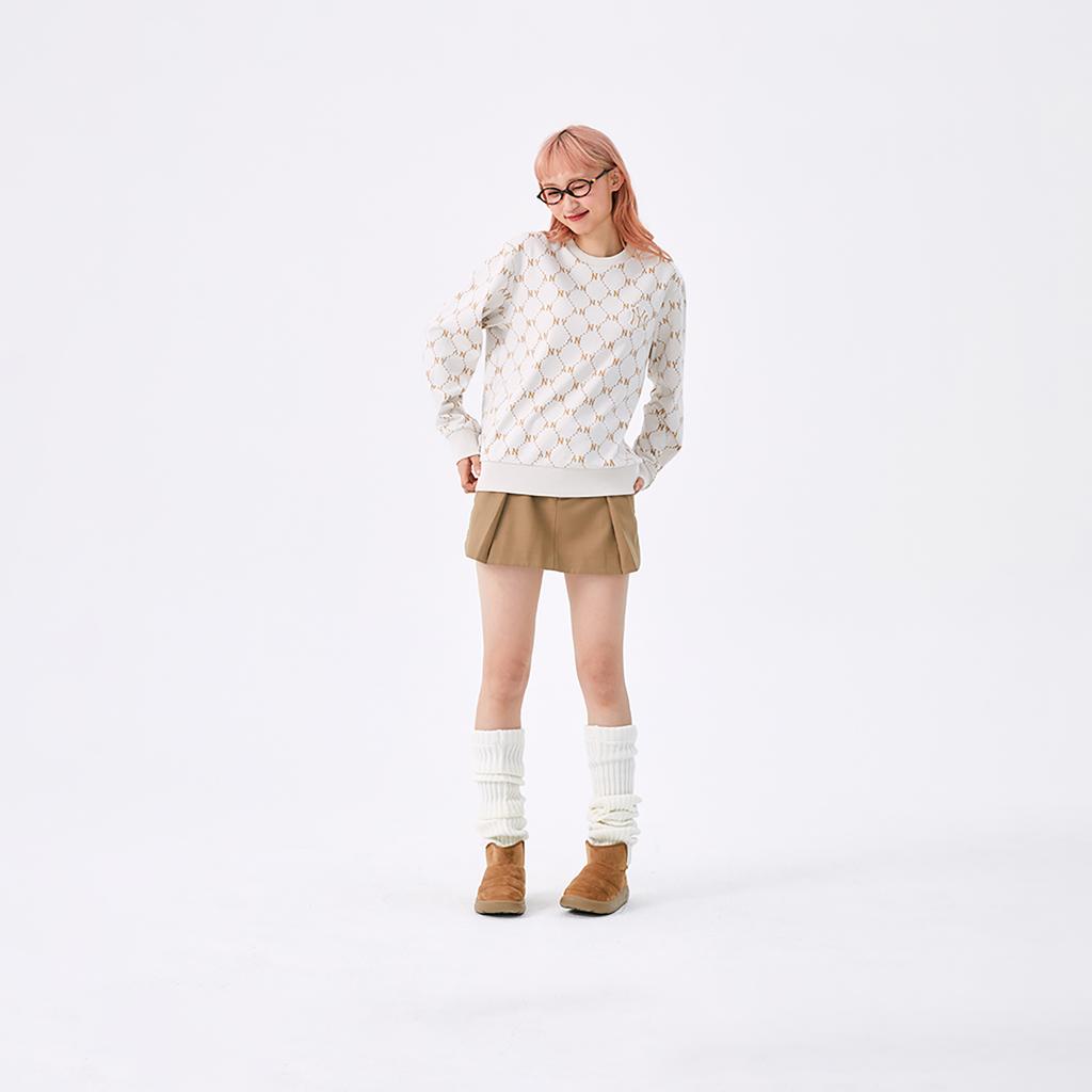 New MLB New York Yankees Old Flower SS25 Sweatshirt Unisex Ivory White 3AMTM0151-50IVS