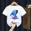 Disney Stitch Summer Graphic T-Shirt Hollow Series Short Sleeve T-Shirt