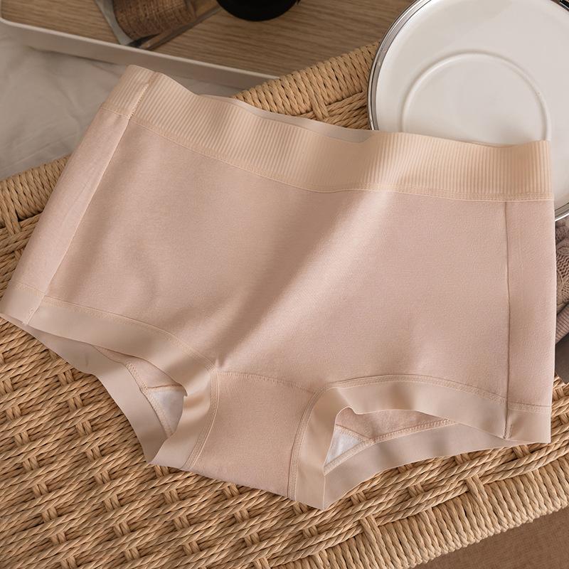 Women's Spring and Autumn Pure Cotton 7A Antibacterial Crotch Hips Mid Waist Flat Angle Underwear
