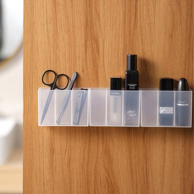 Wall Mounted 3Grids Organizer Mirror Cabinet Self-adhesive Small Objects Storage Box Eyebrow Pencil Lipstick Lip Glaze Organizer