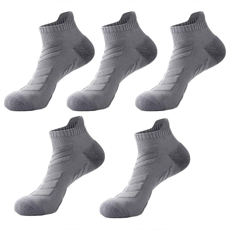 5 Pairs Men's Outdoor Ankle Socks, Shock-Absorbing And Anti Slip Sports Socks, Sweat Absorbing And Breathable Towel Bottom Socks