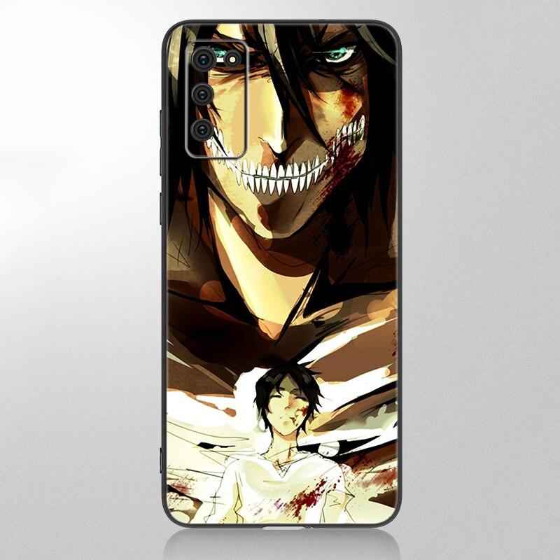 Husa Anime atac pe Titan pentru Samsung Galaxy A12 A02S A22 A32 A52 A72 A71 A51 A41 A31 A21 A11 A50 A70 A10S A20S Husa neagra