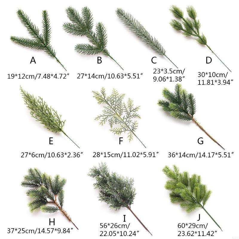 Christmas Artificial Leaves Simulation Pine Tree Branch for DIY Flower Arrangement Home Decoration Simulated Leaves X3UC
