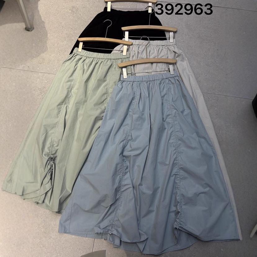High-Waisted Korean Style Plus Size Pleated Drawstring Cargo Midi Skirt