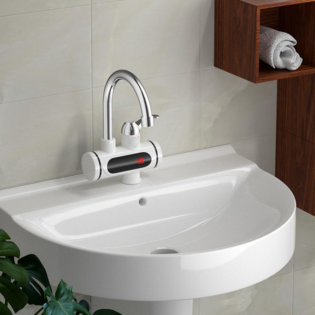 ABKS-Electric Hot And Cold Water Heater Faucet Quick Heating Tap Conector For Faucet 3000W US Plug