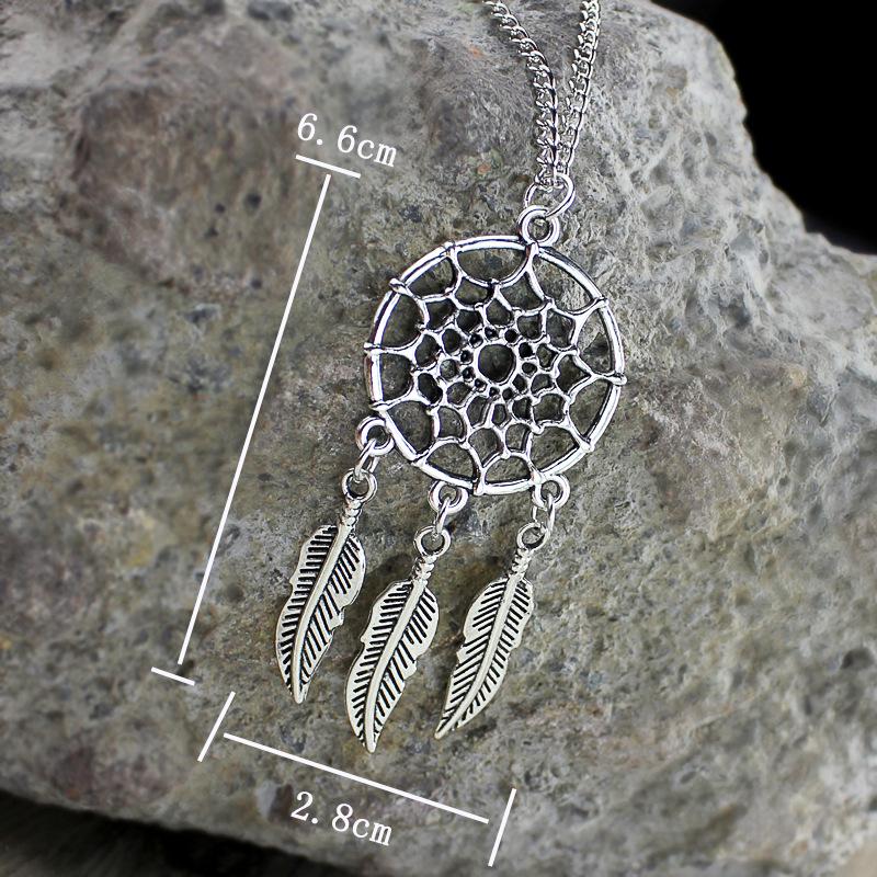 Серьги-ловцы снов с перьевыми кисточками и подвеской в стиле ретро с бирюзой