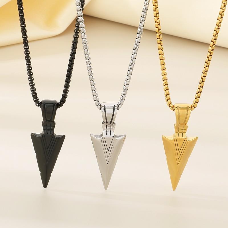 Personalized Stainless Steel Spearhead Pendant Necklace for Men Women Hip Hop Gold Color Long Accessories Rock Trend Jewelry