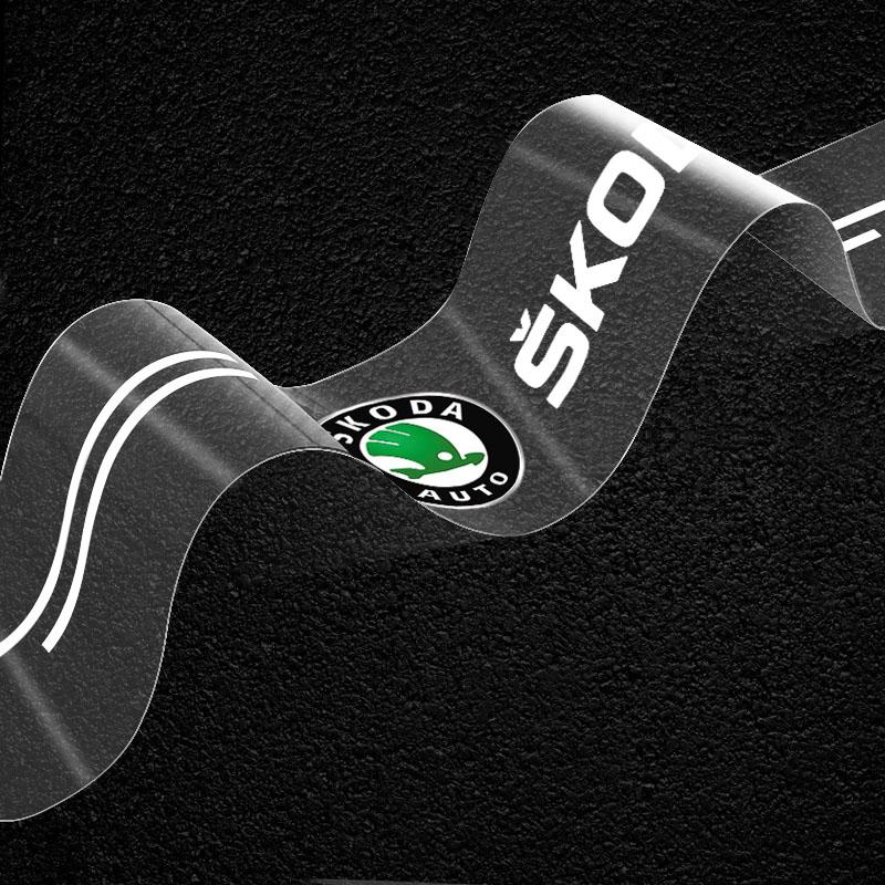 1Pcs Transparent Car Trunk Badge Protective Sticker Car Accessories For Skoda Octavia Superb Rapid Kodiaq Karoq Fabia Kamiq Roomster Citigo