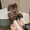 Fashion 4.5CM Latest Retro Knight Short Boots Women's Thick Soled Spring and Autumn Lace-up Western Boots Niche Low Heels Women Boots